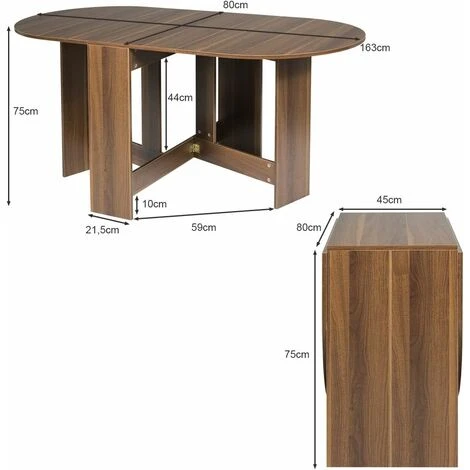 Tavolo Pieghevole Da Pranzo, Tavolo Da Lavoro, Tavolo Multiuso, Design Moderno, 163 X 80 X 75 Cm 7 Tavolo Pieghevole Da Pranzo, Tavolo Da Lavoro, Tavolo Multiuso, Design Moderno, 163 X 80 X 75 Cm - immagine 5