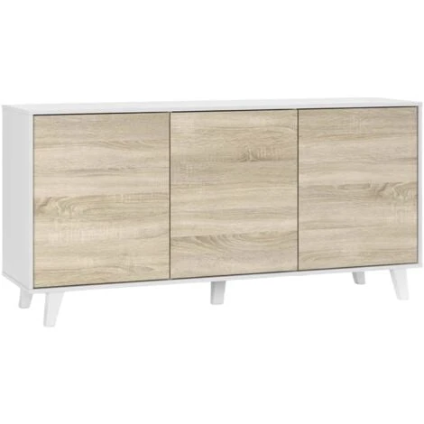 Dmora Credenza Arvada, Madia Moderna A 3 Ante E Ripiani, Buffet Da Cucina, Buffet Di Design Da Soggiorno, Cm 154x40h75, Bianco Lucido E Bianco, Con Imballo Rinforzato 3 Dmora Credenza Arvada, Madia Moderna A 3 Ante E Ripiani, Buffet Da Cucina, Buffet Di Design Da Soggiorno, Cm 154x40h75, Bianco Lucido E Bianco, Con Imballo Rinforzato