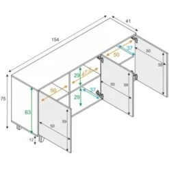 Dmora Credenza Arvada, Madia Moderna A 3 Ante E Ripiani, Buffet Da Cucina, Buffet Di Design Da Soggiorno, Cm 154x40h75, Bianco Lucido E Bianco, Con Imballo Rinforzato 9 Dmora Credenza Arvada, Madia Moderna A 3 Ante E Ripiani, Buffet Da Cucina, Buffet Di Design Da Soggiorno, Cm 154x40h75, Bianco Lucido E Bianco, Con Imballo Rinforzato -Vendite HOMCOM || VIDAXL || Songmics 18257649 3