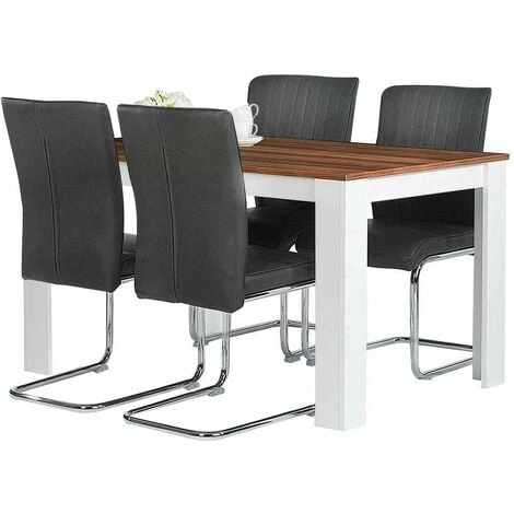 Tavolo Da Pranzo Cucina Rettangolare Moderno In Legno 120x80x74cm Bianco E Noce 5 Tavolo Da Pranzo Cucina Rettangolare Moderno In Legno 120x80x74cm Bianco E Noce - immagine 3