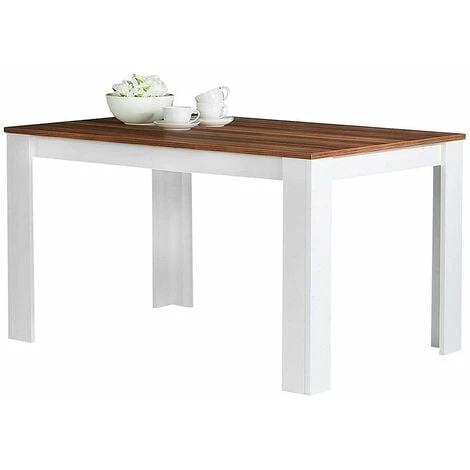 Tavolo Da Pranzo Cucina Rettangolare Moderno In Legno 120x80x74cm Bianco E Noce 6 Tavolo Da Pranzo Cucina Rettangolare Moderno In Legno 120x80x74cm Bianco E Noce - immagine 4