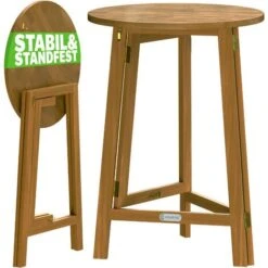 Deuba Tavolo Alto Pieghevole Da Bar In Acacia Ø78 X 110cm Tavolino Alto Pub Ristorante Feste Matrimonio Giardino Terrazza