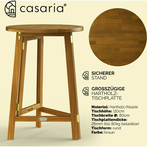 Deuba Tavolo Alto Pieghevole Da Bar In Acacia Ø78 X 110cm Tavolino Alto Pub Ristorante Feste Matrimonio Giardino Terrazza 5 Deuba Tavolo Alto Pieghevole Da Bar In Acacia Ø78 X 110cm Tavolino Alto Pub Ristorante Feste Matrimonio Giardino Terrazza - immagine 3