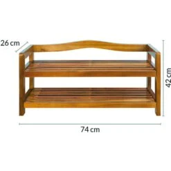 Deuba Panca Scarpiera In Massiccio Legno D' Acacia 2 Ripiani 42 X 74 X 26 Cm Caricabile Fino A 80kg Stretta Mobile Ingresso Corridoio 2 Ripiani -Vendite HOMCOM || VIDAXL || Songmics 18458045 4