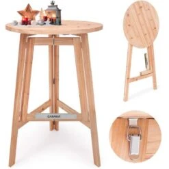 Deuba Tavolo Alto Pieghevole In Legno Massiccio Ø78cm X 111 Cm TavolIno Da Bistrot Festa Giardino Tavolo