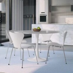 Tavolo Tulip 120 Cm Rotondo Bianco E Nero Per Soggiorno Bar Cucina Ristorante Colore: Bianco -Vendite HOMCOM || VIDAXL || Songmics 18809886 2
