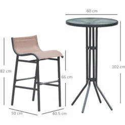 Outsunny Set Da Bar 2 Sgabelli Con Tavolo Alto Nero E Marrone -Vendite HOMCOM || VIDAXL || Songmics 18829128 3