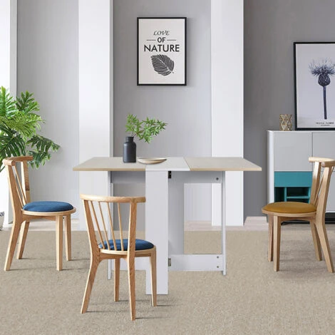 Tavolo Pieghevole Bianco + Rovere 103 * 76 * 73,4 Cm 4 Tavolo Pieghevole Bianco + Rovere 103 * 76 * 73,4 Cm - immagine 2