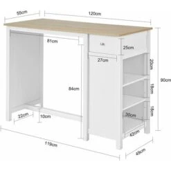 SoBuy Penisola Cucina Tavolo Alto Bar In Legno Lunghezza: 120 Cm ProfonditĂ : 55 Cm Altezza: 90 Cm Bianco FWT64-WN 8 SoBuy Penisola Cucina Tavolo Alto Bar In Legno Lunghezza: 120 Cm ProfonditĂ : 55 Cm Altezza: 90 Cm Bianco FWT64-WN -Vendite HOMCOM || VIDAXL || Songmics 20277404 2
