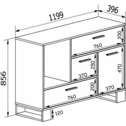 Skraut Home - Credenza Buffet/sala Da Pranzo, Arredamento Ausiliario Buffet LOFT 1 Porta, 3 Cassetti, Tutti In Colore Rovere Rustico. Misure: 120x40x86cm. -Vendite HOMCOM || VIDAXL || Songmics 24110019 5