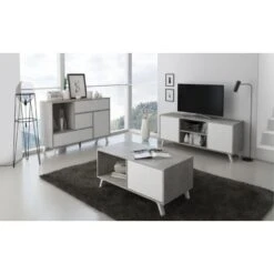 Skraut Home - Credenza Salotto/sala Da Pranzo, Mobile Buffet WIND 1 Porta, 3 Cassetti, Struttura Colore CEMENTO, Porta E Cassetti Colore BIANCO OPACO. Dimensioni: 120x40x86cm. 10 Skraut Home - Credenza Salotto/sala Da Pranzo, Mobile Buffet WIND 1 Porta, 3 Cassetti, Struttura Colore CEMENTO, Porta E Cassetti Colore BIANCO OPACO. Dimensioni: 120x40x86cm. -Vendite HOMCOM || VIDAXL || Songmics 24110028 4