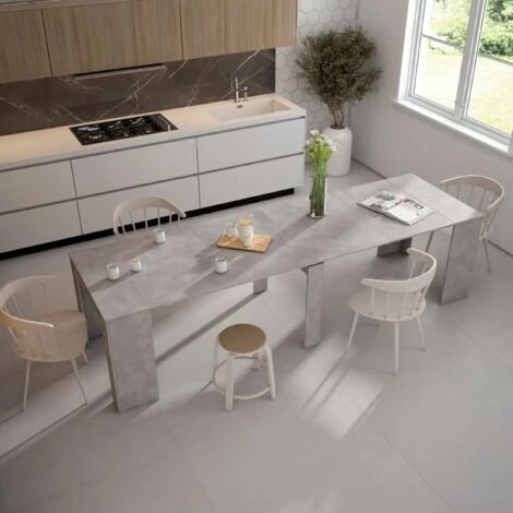 Skraut Home - Consolle Da Pranzo Allungabile Fino A 301 Cm, Finitura CEMENTO, Dimensioni Chiuso: 90x50x78 Cm Di Altezza 3 Skraut Home - Consolle Da Pranzo Allungabile Fino A 301 Cm, Finitura CEMENTO, Dimensioni Chiuso: 90x50x78 Cm Di Altezza