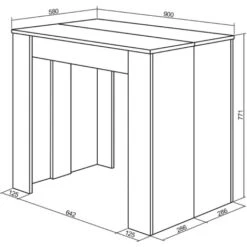 Skraut Home - Consolle Da Pranzo Allungabile Fino A 301 Cm, Finitura CEMENTO, Dimensioni Chiuso: 90x50x78 Cm Di Altezza 8 Skraut Home - Consolle Da Pranzo Allungabile Fino A 301 Cm, Finitura CEMENTO, Dimensioni Chiuso: 90x50x78 Cm Di Altezza -Vendite HOMCOM || VIDAXL || Songmics 24110038 3