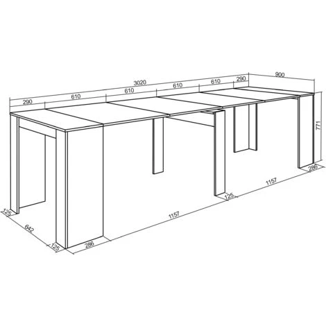 Skraut Home - Consolle Da Pranzo Allungabile Fino A 301 Cm, Finitura CEMENTO, Dimensioni Chiuso: 90x50x78 Cm Di Altezza 6 Skraut Home - Consolle Da Pranzo Allungabile Fino A 301 Cm, Finitura CEMENTO, Dimensioni Chiuso: 90x50x78 Cm Di Altezza - immagine 4