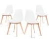 Sedie Da Pranzo Bianche, Sedie Tulip Con Schienale Ergonomico In Polipropilene E Gambe In Legno, Design Scandinavo, Pack Da 4 Sedie -Vendite HOMCOM || VIDAXL || Songmics 26129511 1