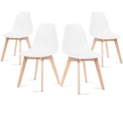 Sedie Da Pranzo Bianche, Sedie Tulip Con Schienale Ergonomico In Polipropilene E Gambe In Legno, Design Scandinavo, Pack Da 4 Sedie -Vendite HOMCOM || VIDAXL || Songmics 26129511 2