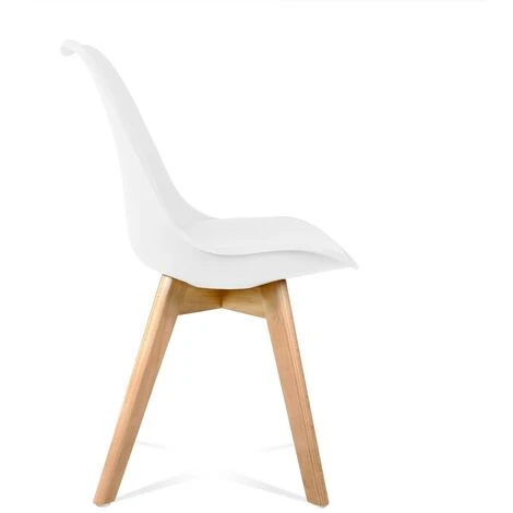 Sedie Da Pranzo Bianche, Design Nordico, Sedie Tulip Per Soggiorno, Salotto, Ufficio O Terrazza, Schienale Ergonomico, Seduta Imbottita E Gambe In Legno, Stile Scandinavo, Bianco, Set Di 4 Sedie 7 Sedie Da Pranzo Bianche, Design Nordico, Sedie Tulip Per Soggiorno, Salotto, Ufficio O Terrazza, Schienale Ergonomico, Seduta Imbottita E Gambe In Legno, Stile Scandinavo, Bianco, Set Di 4 Sedie - immagine 5