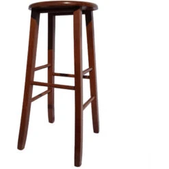 Sgabello Tondo Seduta Massello H67 Noce -Vendite HOMCOM || VIDAXL || Songmics 26695566 3