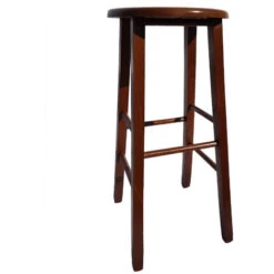 Sgabello Tondo Seduta Massello H67 Noce -Vendite HOMCOM || VIDAXL || Songmics 26695566 5