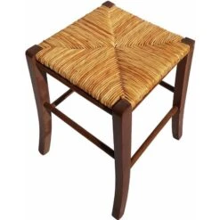 Sgabello Quadro Seduta Paglia H47 Noce -Vendite HOMCOM || VIDAXL || Songmics 26695578 4