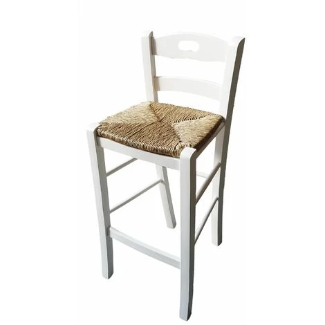 Sgabello Snack Seduta Paglia H67 Bianco 3 Sgabello Snack Seduta Paglia H67 Bianco