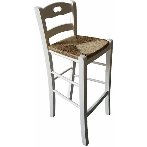 Sgabello Snack Seduta Paglia H67 Bianco 4 Sgabello Snack Seduta Paglia H67 Bianco - immagine 2