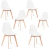 Sedie Da Pranzo Bianche, Sedie Tulip Con Schienale Ergonomico In Polipropilene E Gambe In Legno, Design Scandinavo, Pack Da 6 Sedie -Vendite HOMCOM || VIDAXL || Songmics 27956027 1