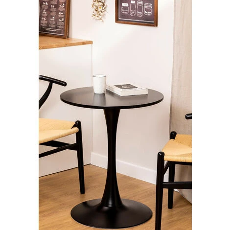 SKLUM Tavolo Da Pranzo Rotondo In MDF E Metallo In Stile Tuhl Nero Ø60 Cm 4 SKLUM Tavolo Da Pranzo Rotondo In MDF E Metallo In Stile Tuhl Nero Ø60 Cm - immagine 2