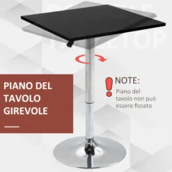 HOMCOM Tavolo Quadrato Regolabile In Altezza Per Bar, Soggiorno, Cucina -Vendite HOMCOM || VIDAXL || Songmics 28384631 4