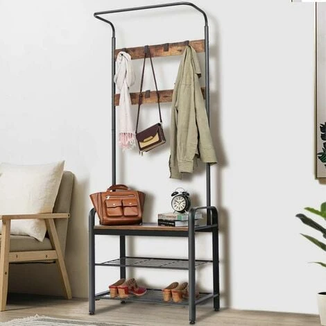 Attaccapanni Appendiabiti Panca Scarpiera Metallo Legno Ingresso Design Moderno 3 Attaccapanni Appendiabiti Panca Scarpiera Metallo Legno Ingresso Design Moderno