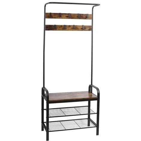 Attaccapanni Appendiabiti Panca Scarpiera Metallo Legno Ingresso Design Moderno 5 Attaccapanni Appendiabiti Panca Scarpiera Metallo Legno Ingresso Design Moderno - immagine 3