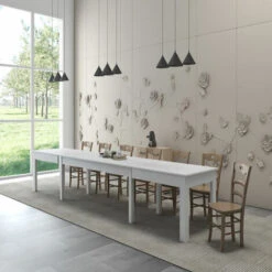 Tavolo Da Pranzo Allungabile Bianco Frassinato. Tavoli