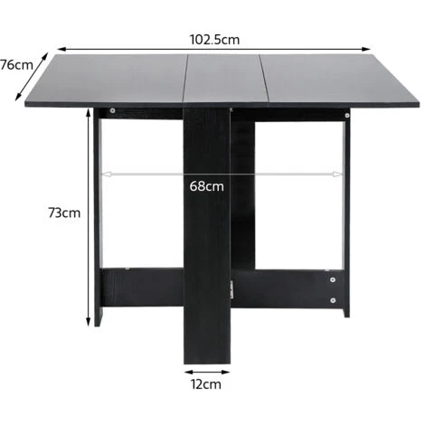 Tavolo Da Pranzo Pieghevole In Legno,cucina / Soggiorno / Scrivania - Salva Spazio,nero 4 Tavolo Da Pranzo Pieghevole In Legno,cucina / Soggiorno / Scrivania - Salva Spazio,nero - immagine 2
