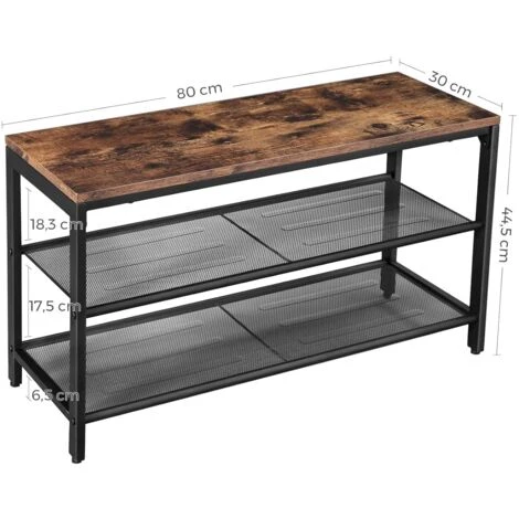 VASAGLE Panchina Scarpiera, Portascarpe Con 2 Ripiani In Rete, Organizzatore Per Scarpe Per Salotto Corridoio, Metallo, Stile Industriale, Marrone Vintage Da SONGMICS 7 VASAGLE Panchina Scarpiera, Portascarpe Con 2 Ripiani In Rete, Organizzatore Per Scarpe Per Salotto Corridoio, Metallo, Stile Industriale, Marrone Vintage Da SONGMICS - immagine 5