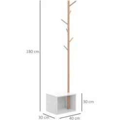 Homcom Appendiabiti Scarpiera Con 6 Ganci In Bambù, Bianco, 40x30x180cm -Vendite HOMCOM || VIDAXL || Songmics 28945919 3