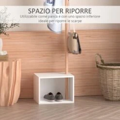 Homcom Appendiabiti Scarpiera Con 6 Ganci In Bambù, Bianco, 40x30x180cm -Vendite HOMCOM || VIDAXL || Songmics 28945919 5