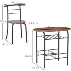 Homcom Set Da Pranzo 3 Pezzi Tavolo Con 2 Sedie Marrone Legno E Nero -Vendite HOMCOM || VIDAXL || Songmics 28945977 3