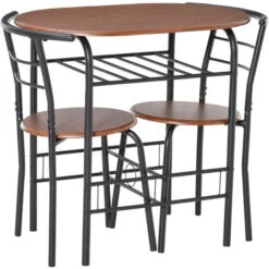 Homcom Set Da Pranzo 3 Pezzi Tavolo Con 2 Sedie Marrone Legno E Nero -Vendite HOMCOM || VIDAXL || Songmics 28945977 4