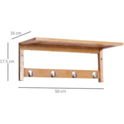 Homcom Attaccapanni A Parete Mensola Appendiabiti In Bambù, 50x17x20cm -Vendite HOMCOM || VIDAXL || Songmics 28946042 3
