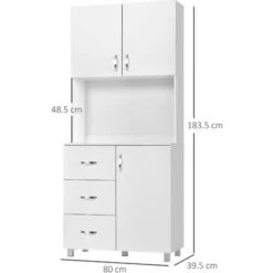 Homcom Credenza In Legno Bianco Con 2 Armadietti 1 Ripiano Aperto E 3 Cassetti -Vendite HOMCOM || VIDAXL || Songmics 28947221 3