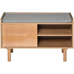 HOMCOM Mobile Scarpiera In Legno Con Panca Imbottita Mensola E Armadietto