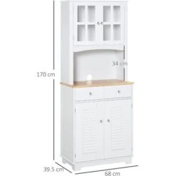 HOMCOM Credenza Alta Per Cucina Mobile Buffet In Legno Bianco -Vendite HOMCOM || VIDAXL || Songmics 29444041 3