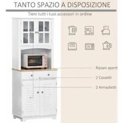 HOMCOM Credenza Alta Per Cucina Mobile Buffet In Legno Bianco -Vendite HOMCOM || VIDAXL || Songmics 29444041 4