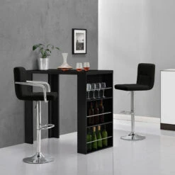 [en.casa] Bancone Bar Con 3 Mensole 54 X 13,8 X 32,8 Cm Tavolo Bar MDF Nero Opaco