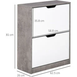 HOMCOM Mobile Scarpiera Salvaspazio A 2 Ante Per 8 Paia Di Scarpe, Arredamento Moderno Grigio E Bianco, 62.5x24x81cm -Vendite HOMCOM || VIDAXL || Songmics 30063610 3