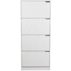 Scarpiera 4 Ante Ripiani Doppia Profondita Legno MDF 63x24x150 Bianco Frassinato -Vendite HOMCOM || VIDAXL || Songmics 30672783 3
