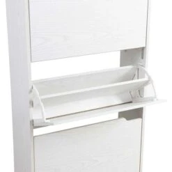 Scarpiera 4 Ante Ripiani Doppia Profondita Legno MDF 63x24x150 Bianco Frassinato -Vendite HOMCOM || VIDAXL || Songmics 30672783 4