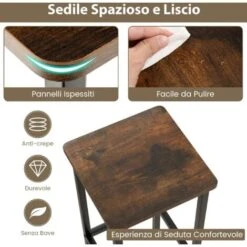 COSTWAY Set Di 4 Sgabelli Da Bar, Sgabello Sedie Alta Con Poggiapiedi, Stile Industriale Per Cucina, Soggiorno, Sala Da Pranzo, Capacità 100kg (30x30x62 Cm) -Vendite HOMCOM || VIDAXL || Songmics 30679964 3