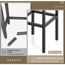 COSTWAY Set Di 4 Sgabelli Da Bar, Sgabello Sedie Alta Con Poggiapiedi, Stile Industriale Per Cucina, Soggiorno, Sala Da Pranzo, Capacità 100kg (30x30x62 Cm) -Vendite HOMCOM || VIDAXL || Songmics 30679964 4