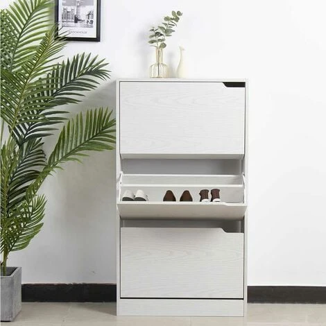 Scarpiera 3 Ante Ripiani Doppia Profondita Legno MDF 63x24x115 Bianco Frassinato 5 Scarpiera 3 Ante Ripiani Doppia Profondita Legno MDF 63x24x115 Bianco Frassinato - immagine 3